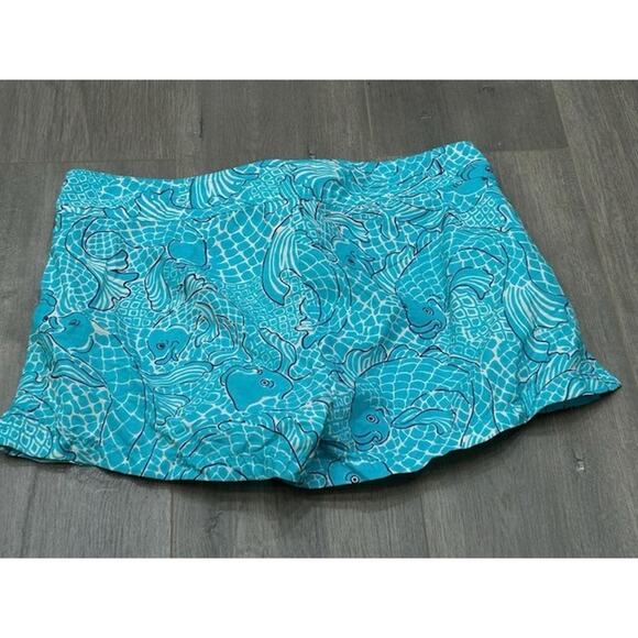 Lilly Pulitzer Mens Shorts Drawstring Waist Fish Print Beach Blue Size Large - Picture 2 of 7